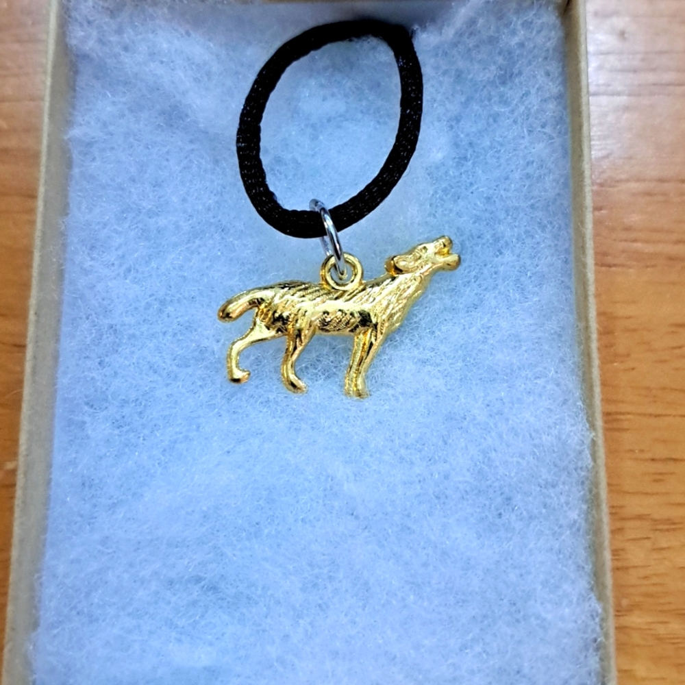 Gold Howling Wolf Necklace